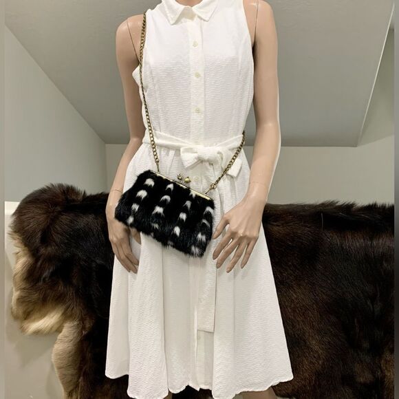 Handmade Real Mink Fur Cute "Cat Paw" Kisslock Wristlet/Shoulder Bag/Crossbody - Picture 6 of 15